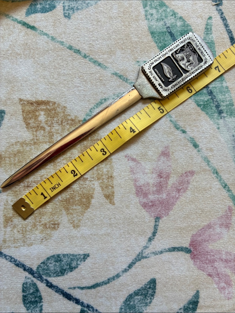 Pewter Decorative Letter Opener with Kennedy Engraved Plaque